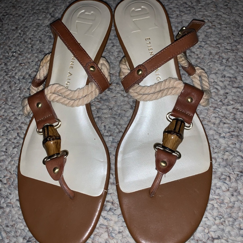Brown low wedge sandal